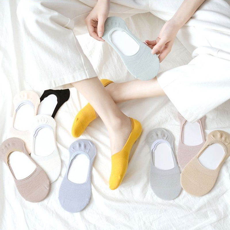 Dámske člnové ponožky s masovou farbou s plytkými dutými ponožkami