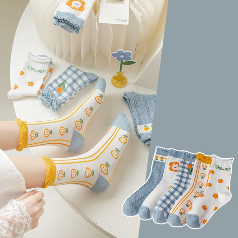 Ponožky strednej trubice pre deti, japonské kreslené ponožky, trend, kórejská verzia, štvorročné tenké dámske ponožky